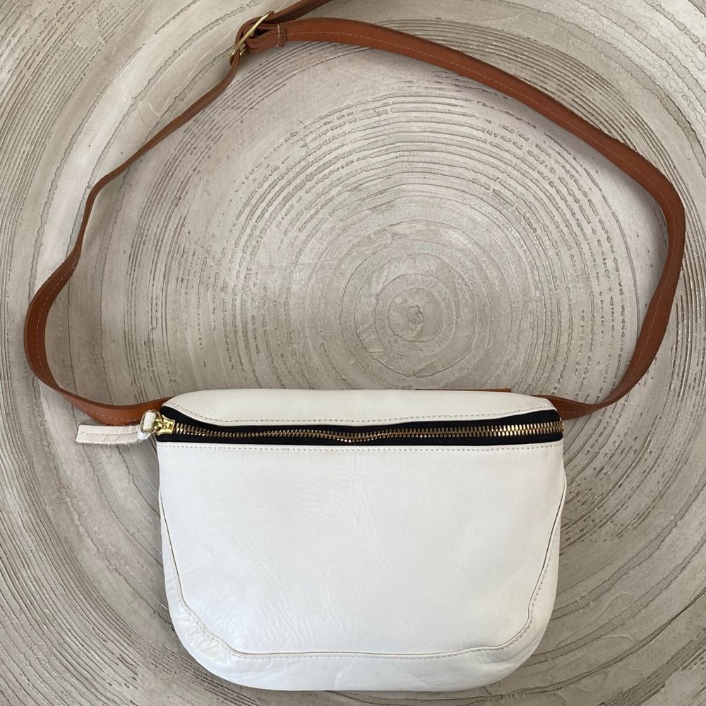 Clair V. White Leather Fanny Pack